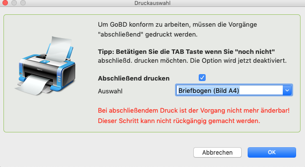 GoBD: Drucken von Vorgängen