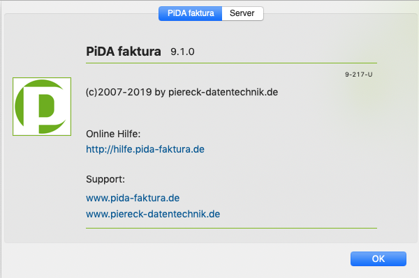 PiDA faktura 9.1 Wartungsupdate