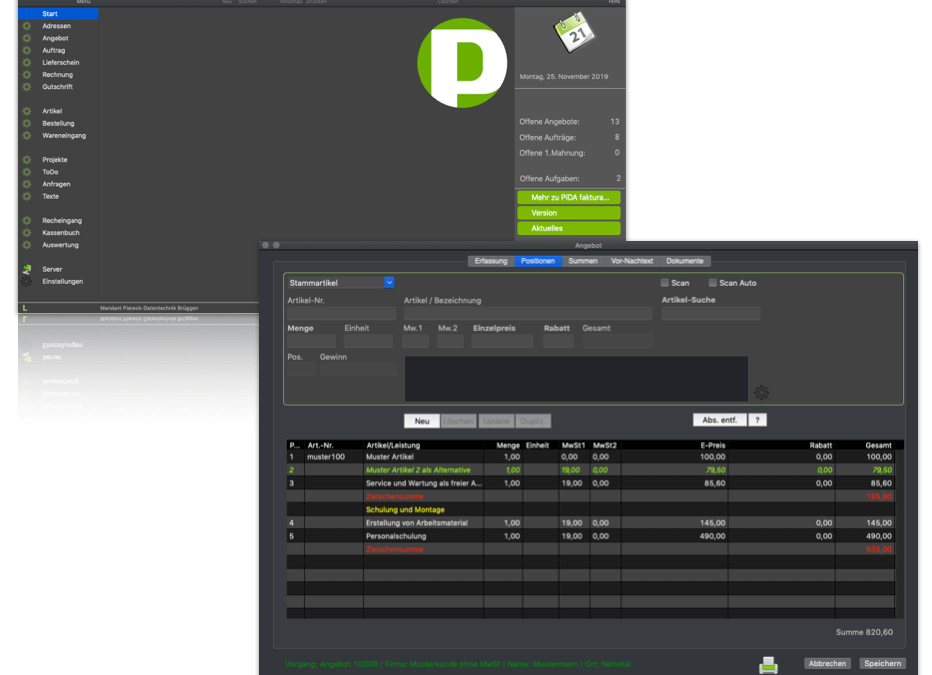 Dark Mode in PiDA faktura 9