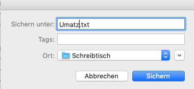 Die Datei aus PiDA faktura heraus speichern