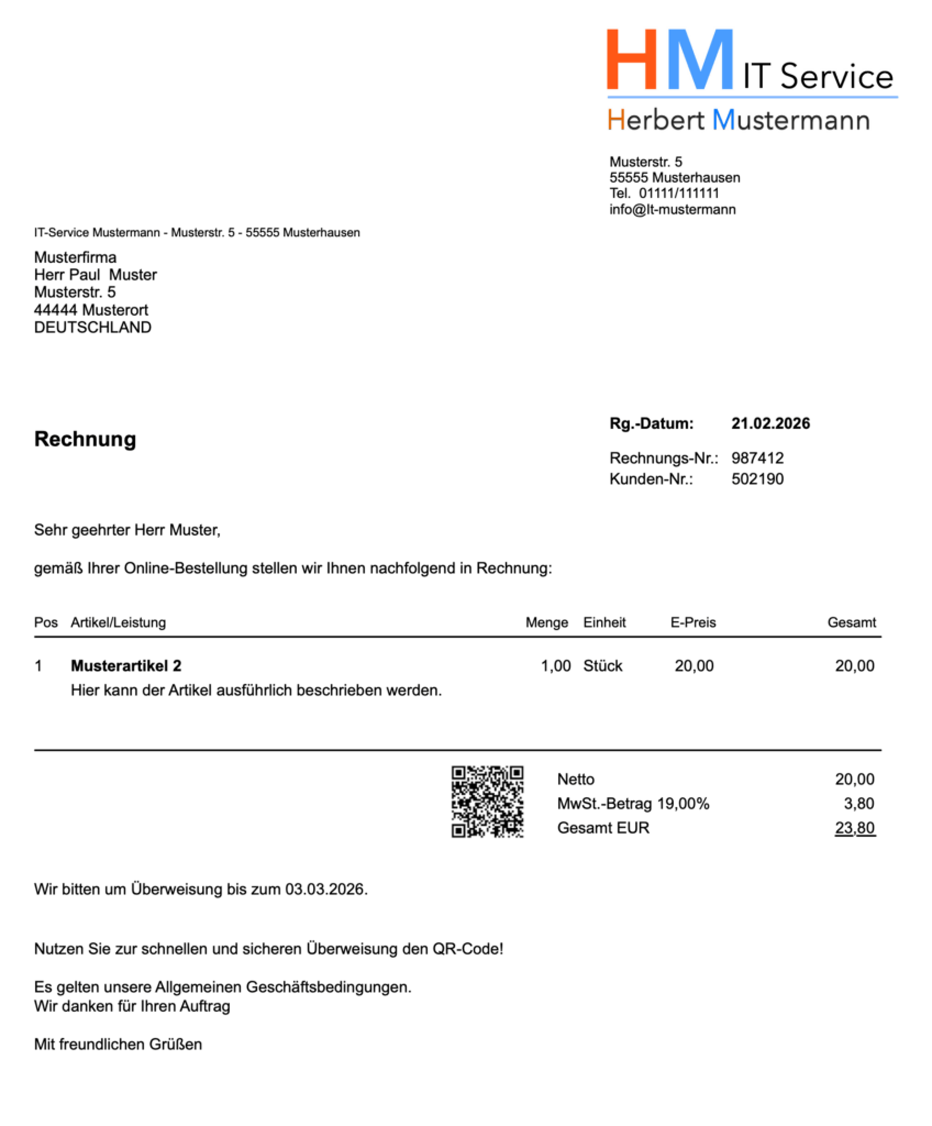 QR-Code auf Rechnungen